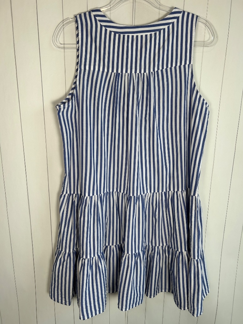 Tuckernuck Pomander Place Size L Kenzo Dress Blue Stripe Tiered Cotton Poplin - Picture 5 of 9